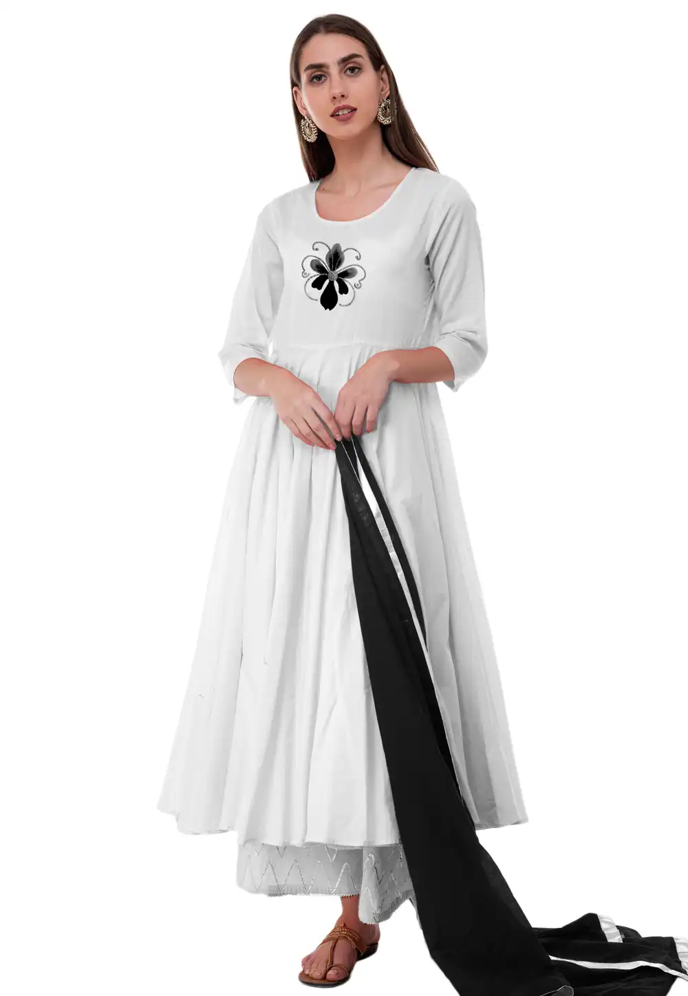 White Rayon Readymade Pakistani Suit 306781