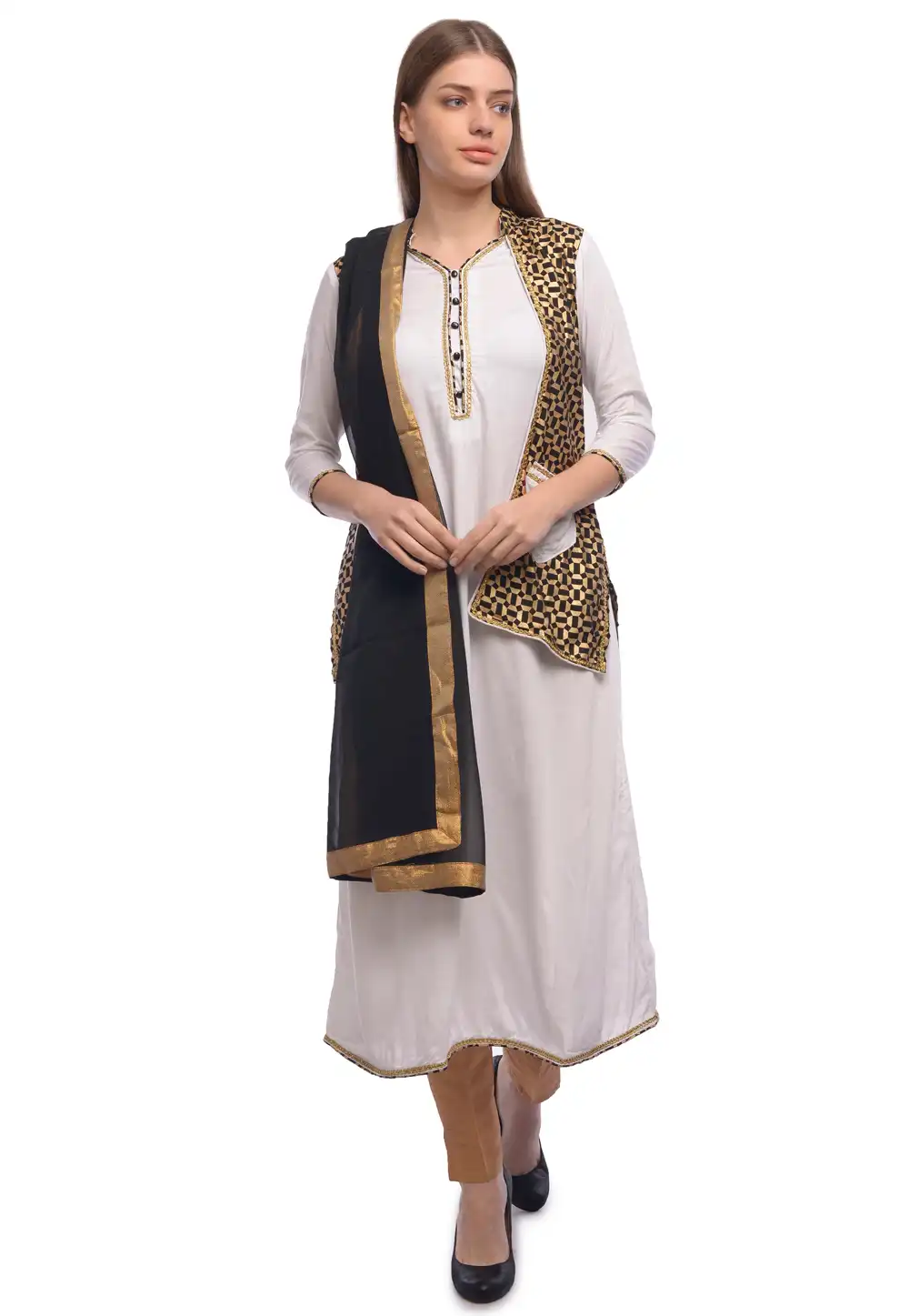 White Rayon Readymade Pant Style Suit 322160