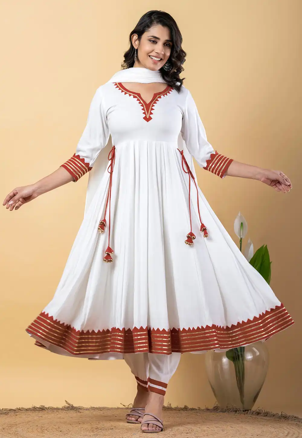 White Rayon Readymade Pant Style Suit 309272