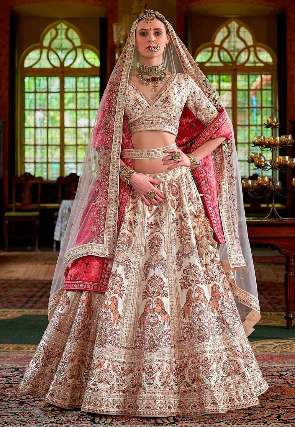 White Silk Bridal Lehenga Choli 318135