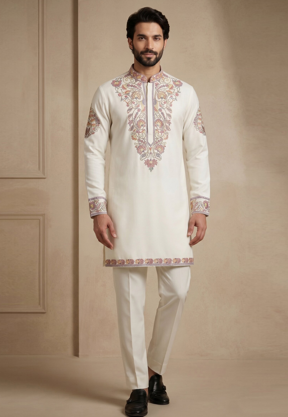 White Silk Kurta Pajama 329873