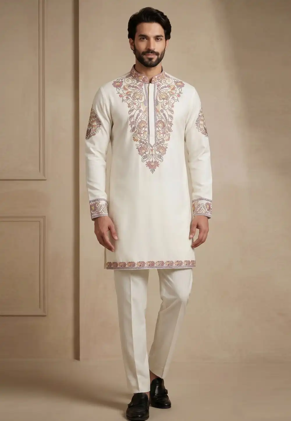 White Silk Kurta Pajama 329873