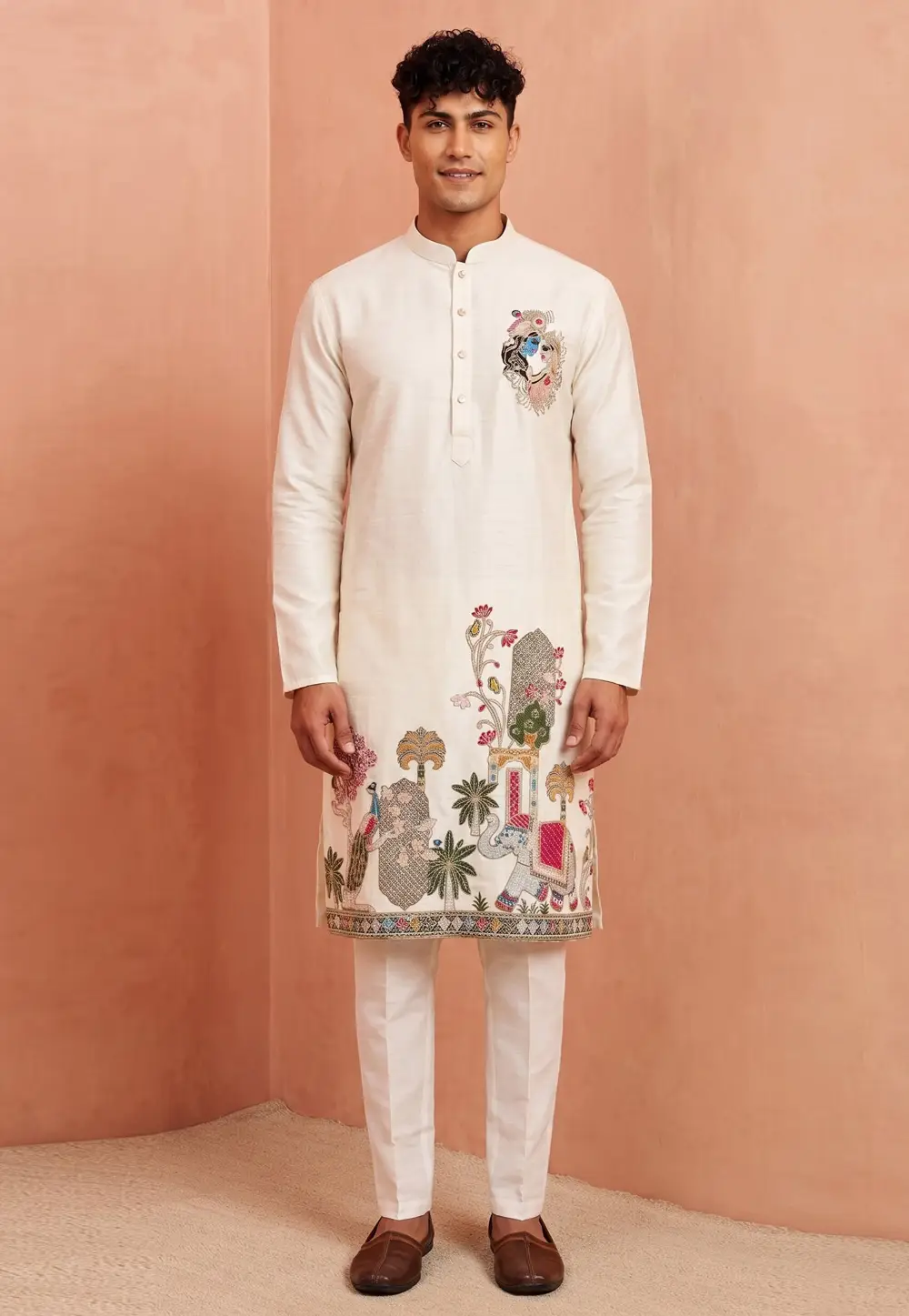 White Silk Kurta Pajama 333854