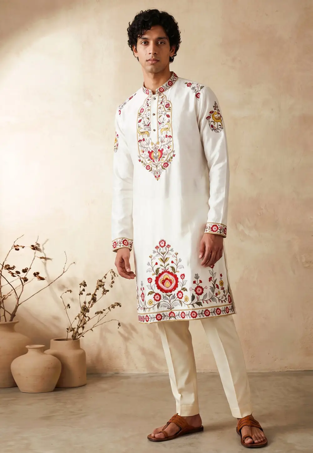 White Silk Kurta Pajama 336204