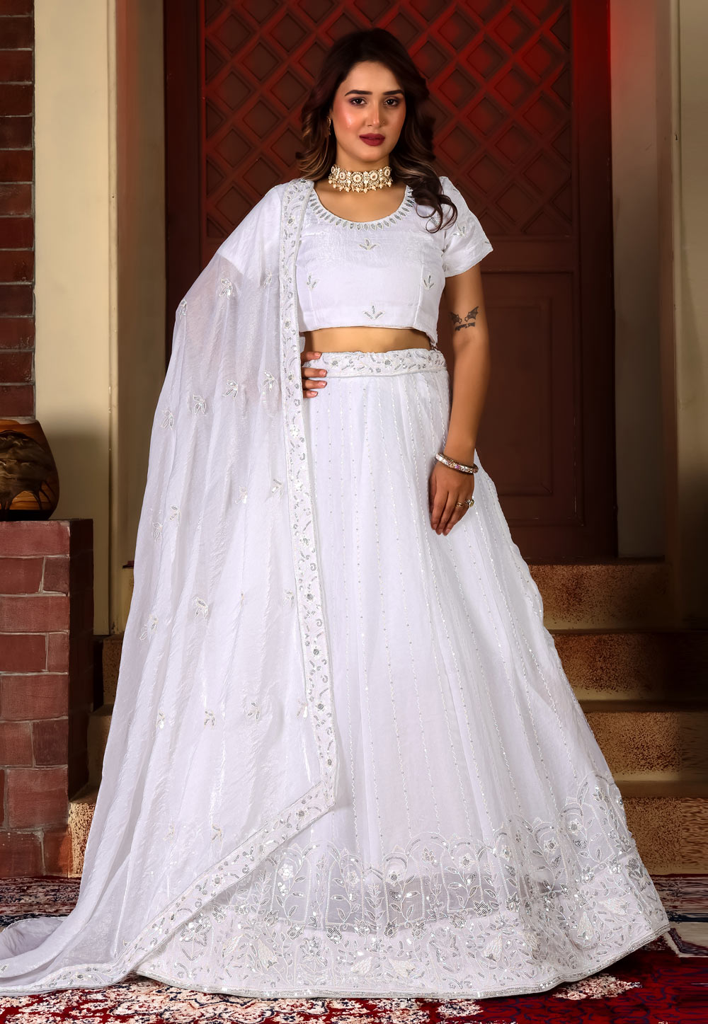 White Silk Lehenga Choli 327185