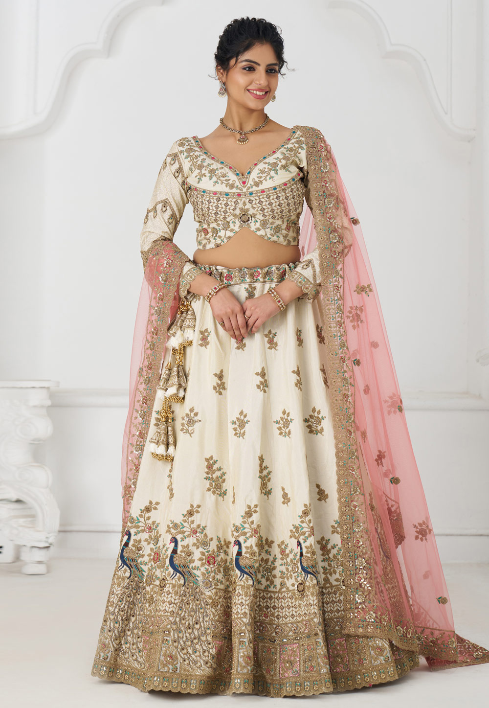 White Silk Lehenga Choli For Wedding 308994