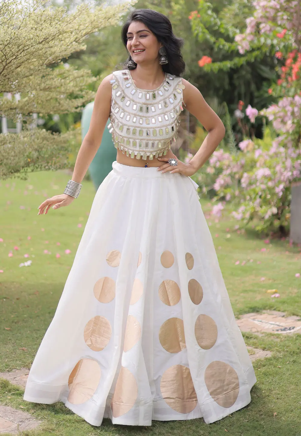 White Silk Navratri Chaniya Choli 331596