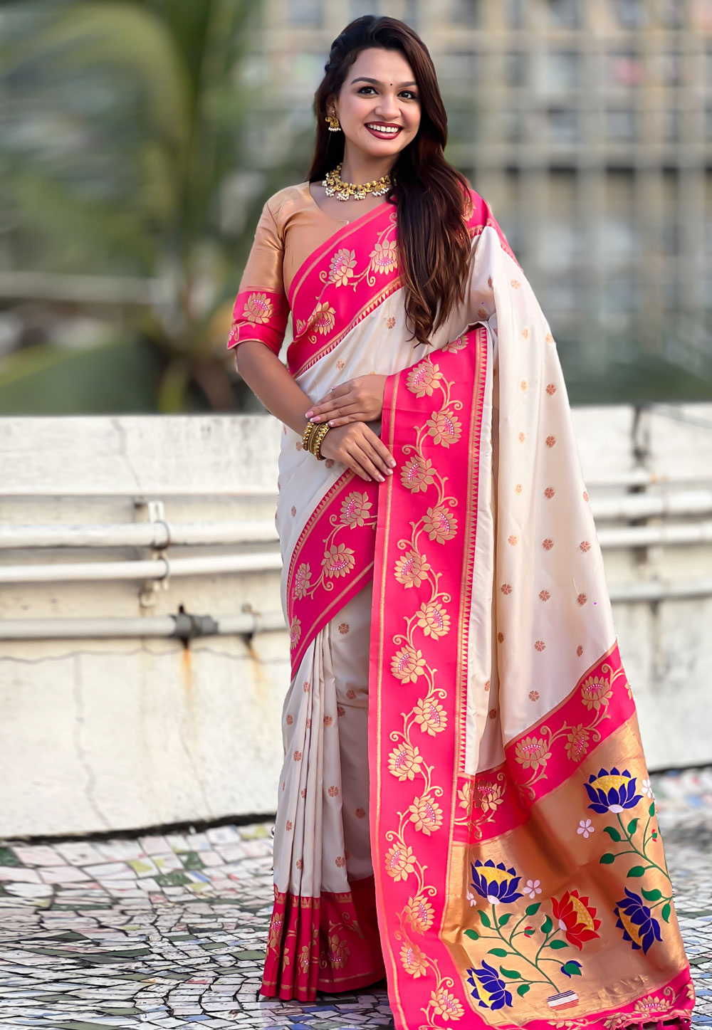 White Silk Paithani Saree 326526