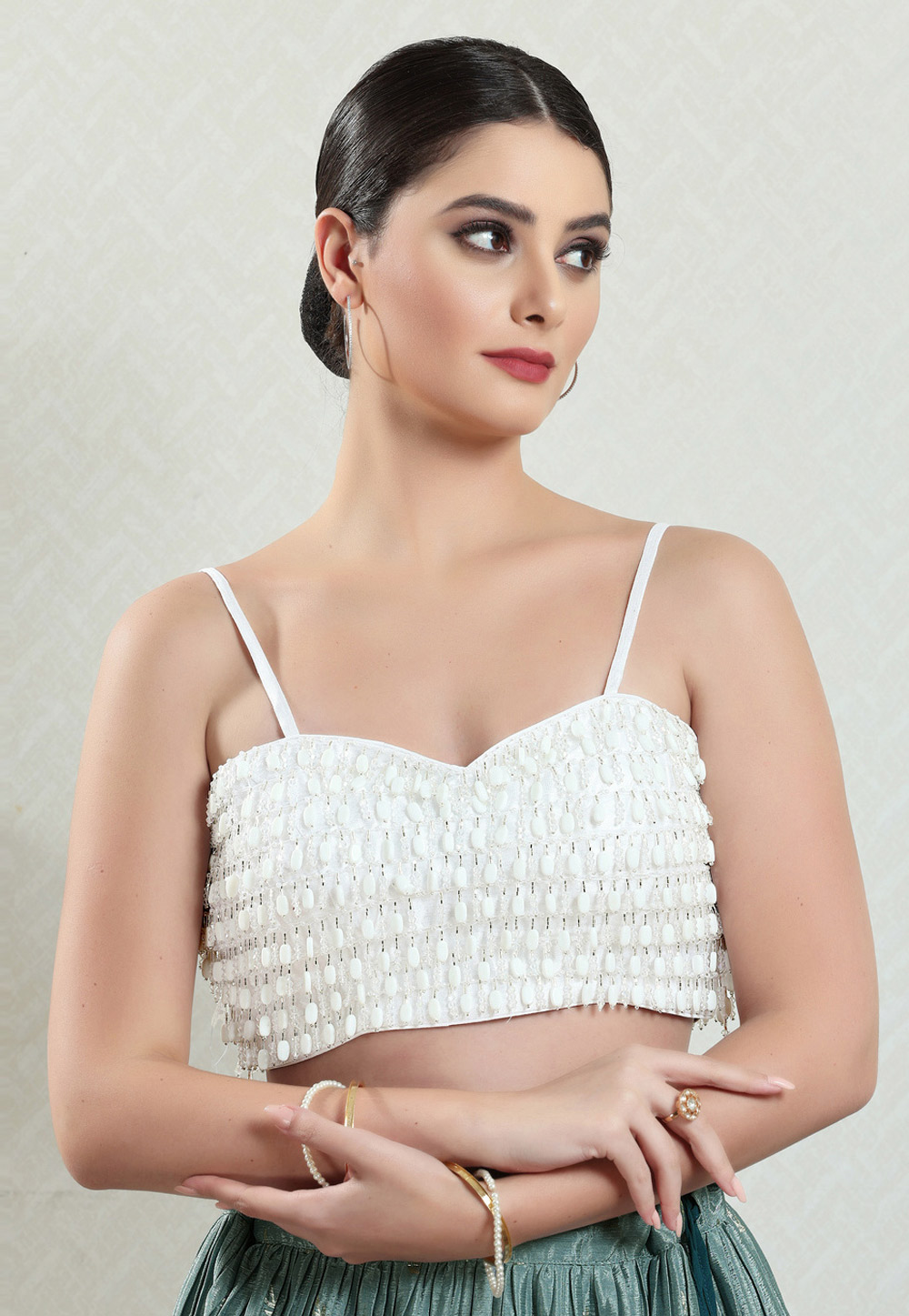 White Silk Readymade Blouse 325791