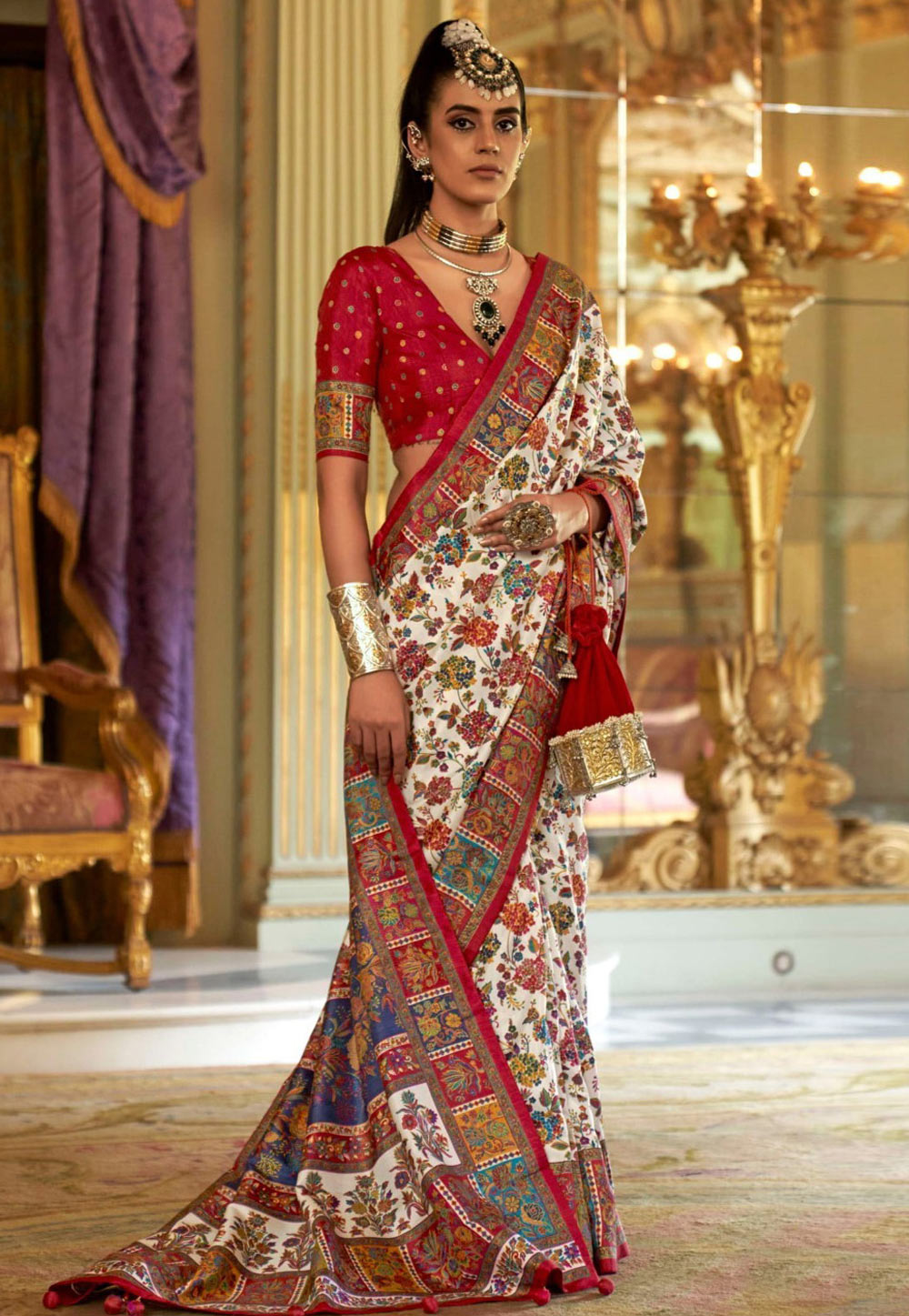 White Silk Saree With Blouse 322123