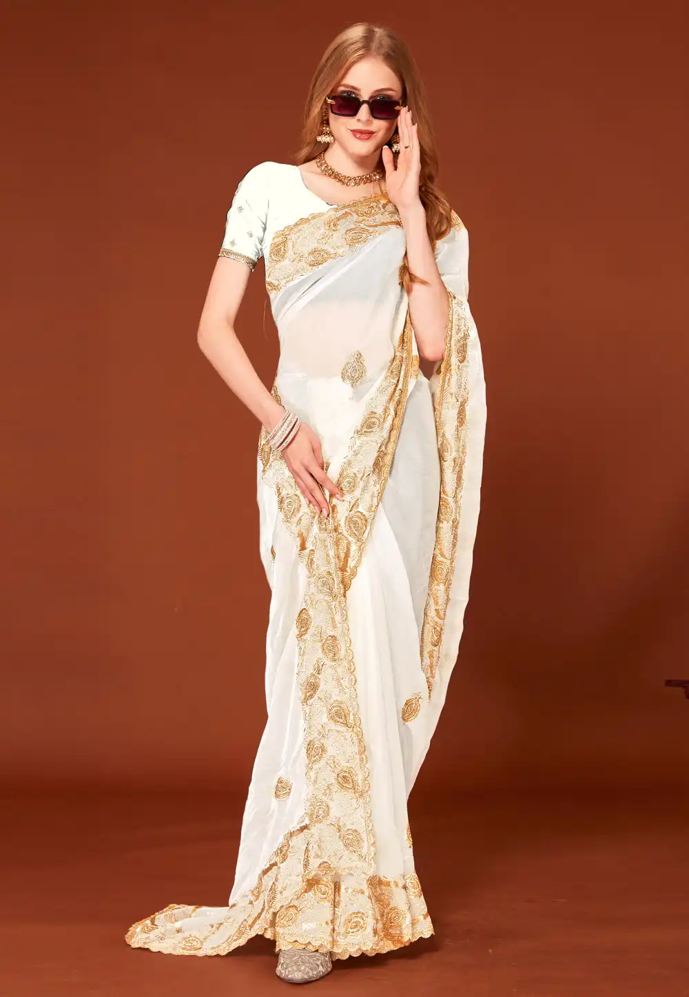 White Silk Saree With Blouse 315955