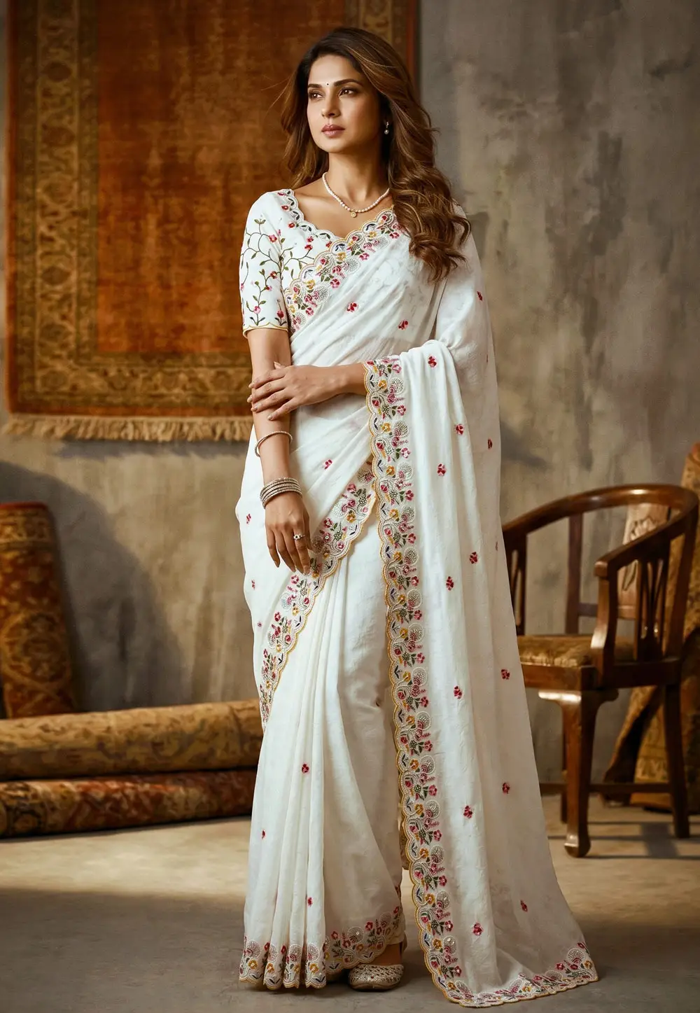 White Silk Saree With Blouse 336131