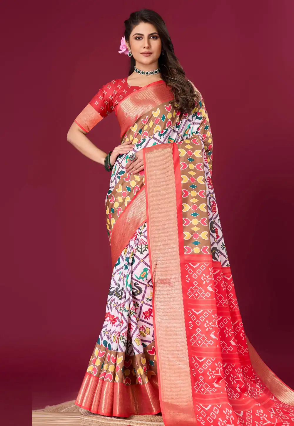 White Silk Satin Saree With Blouse 289282