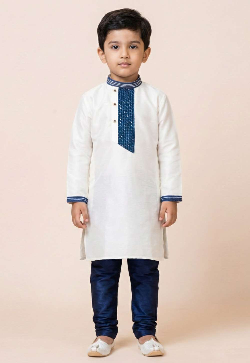 White Viscose Kids Kurta Pajama 322639
