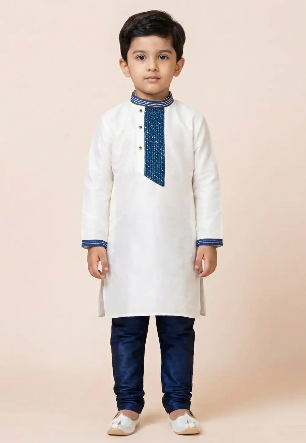 White Viscose Kids Kurta Pajama 322639