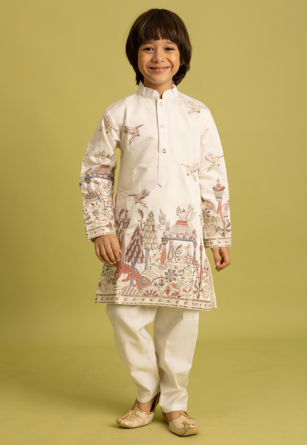 White Viscose Kids Kurta Pajama 317661