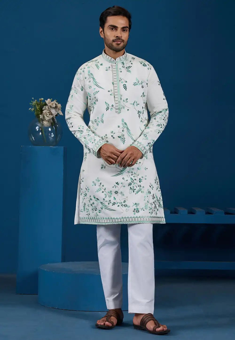 White Viscose Kurta Pajama 319963
