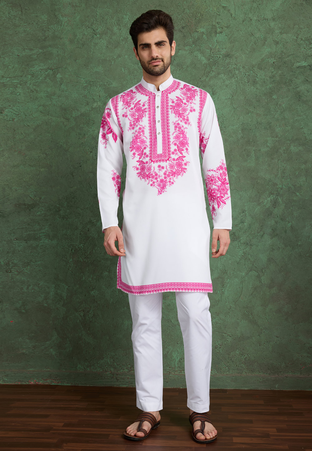 White Viscose Rayon Kurta Pajama 311664