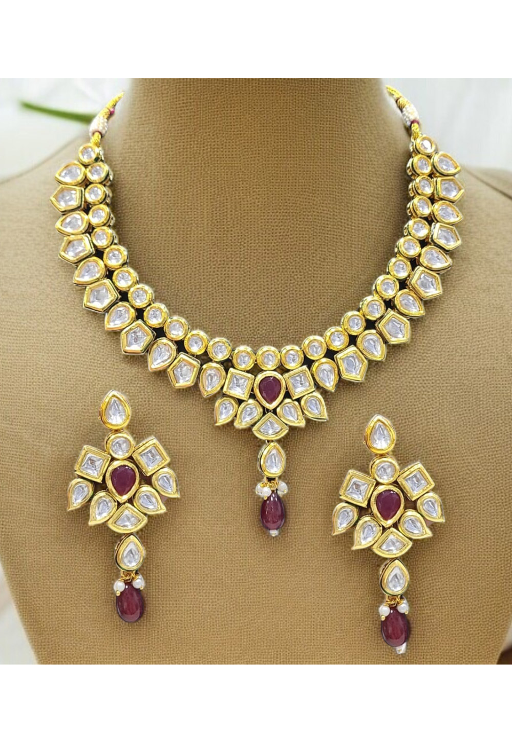Wine Alloy Necklace With Earrings 313758