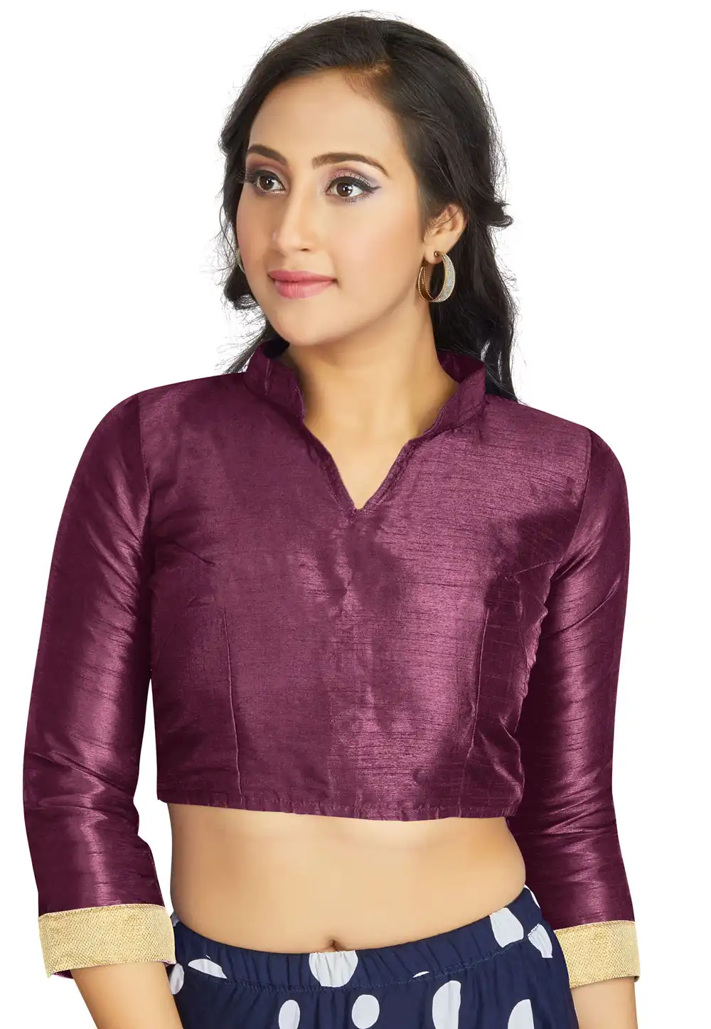 Wine Art Silk Readymade Blouse 319627