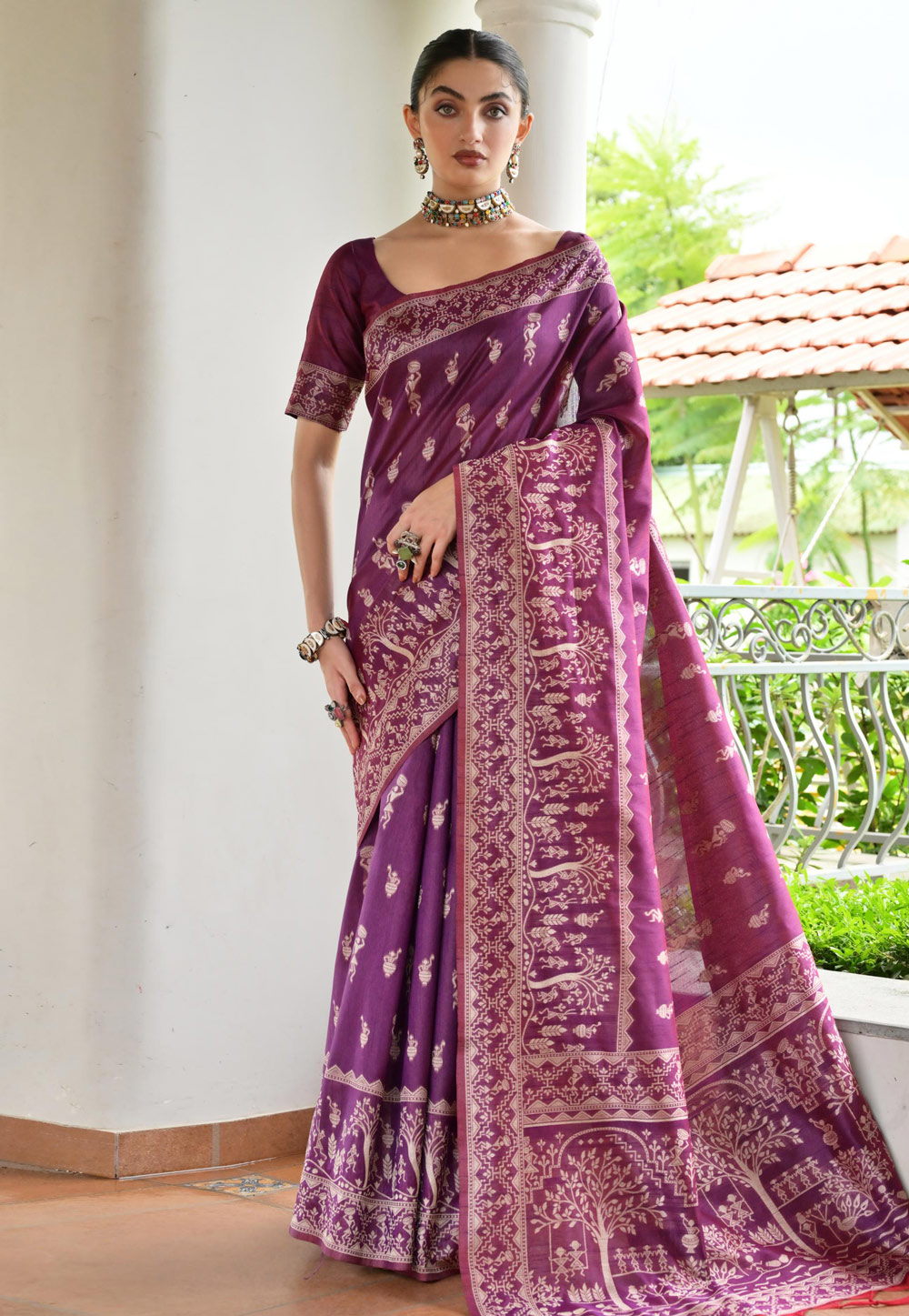 Wine Banglori Silk Saree With Blouse 328733