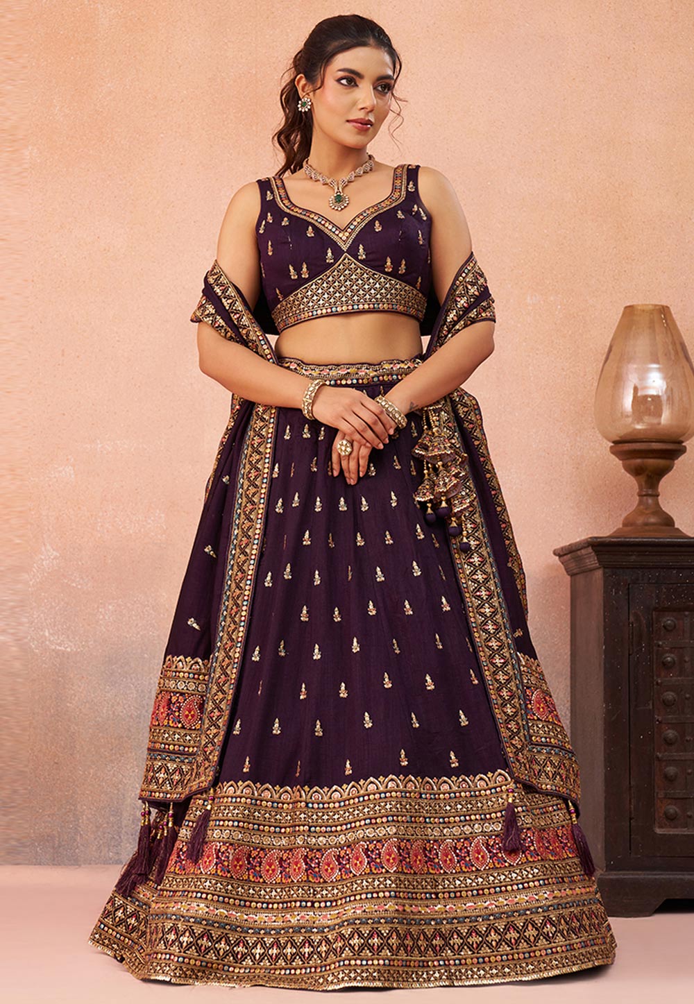 Wine Chinon Lehenga Choli 326155