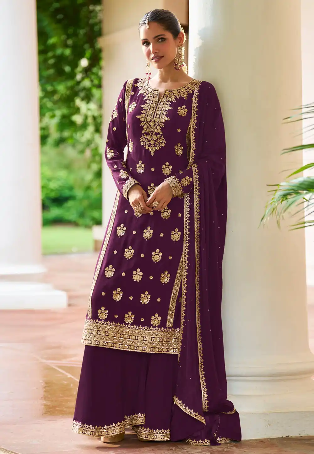 Wine Chinon Pakistani Suit 325088