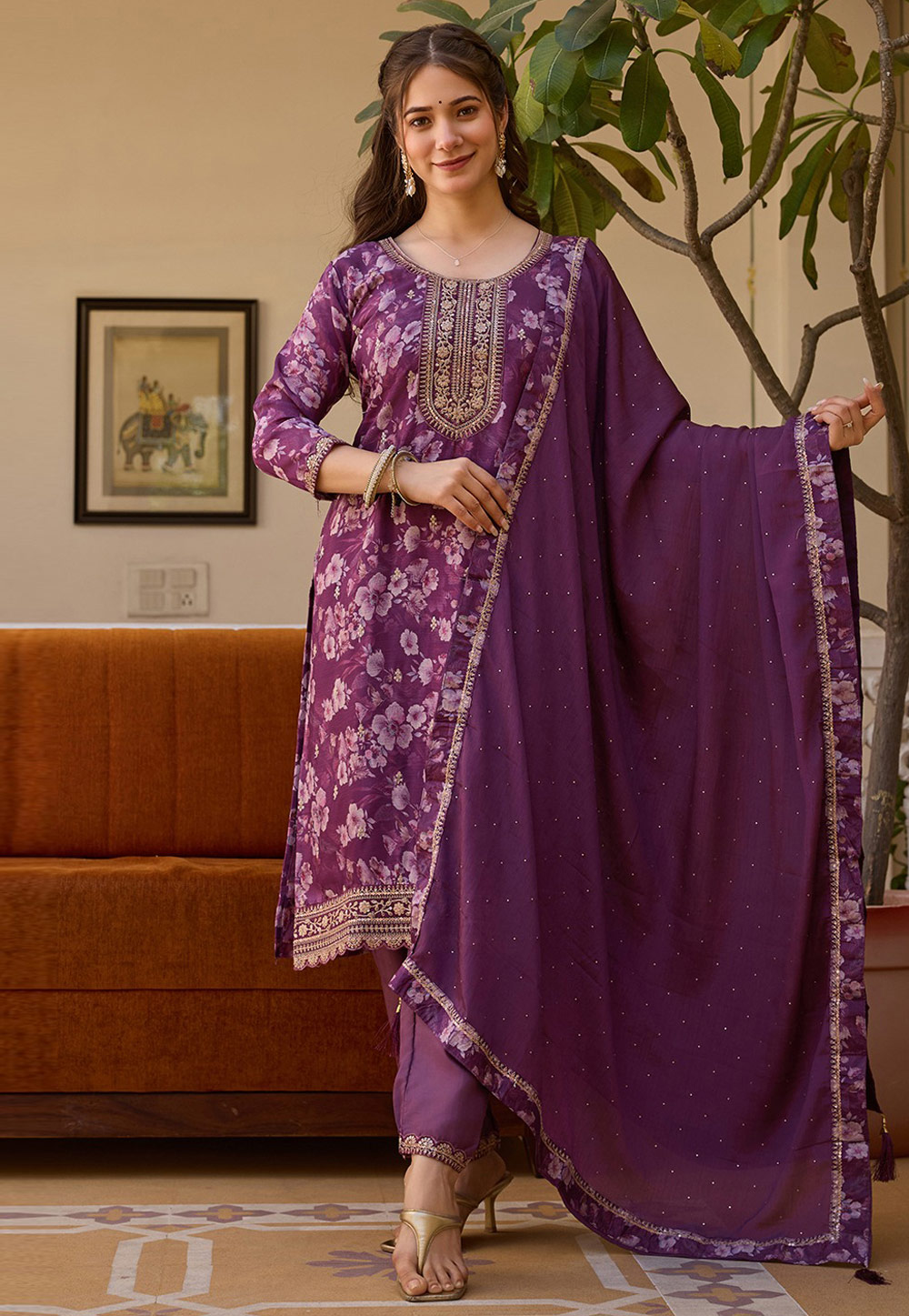 Wine Chinon Readymade Pakistani Suit 312338