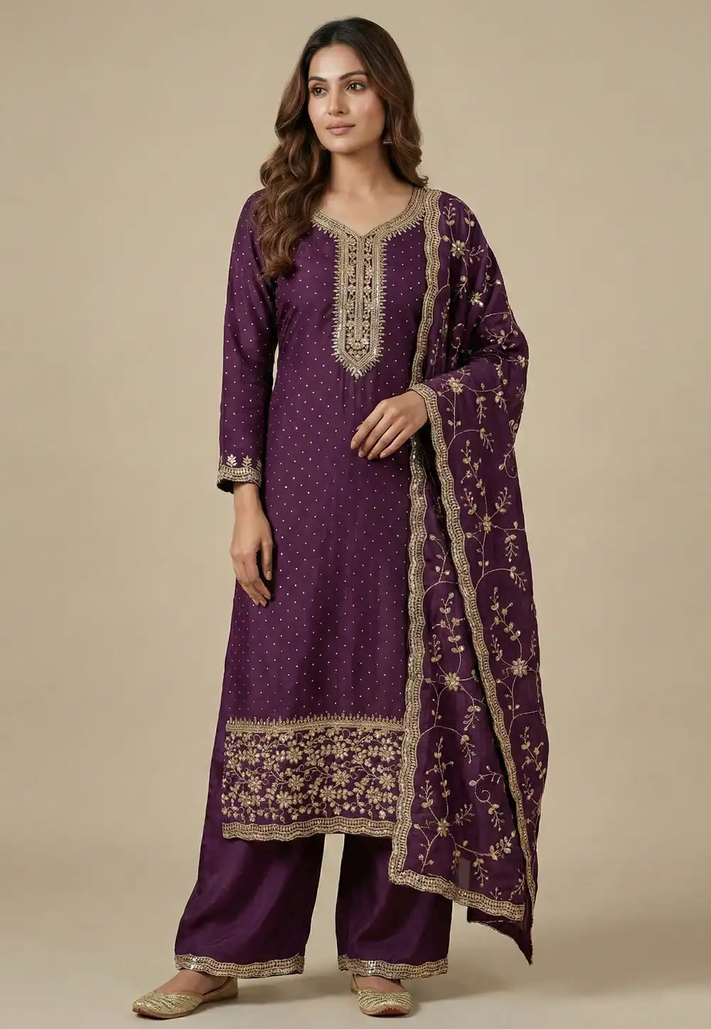 Wine Chinon Readymade Palazzo Suit 323871