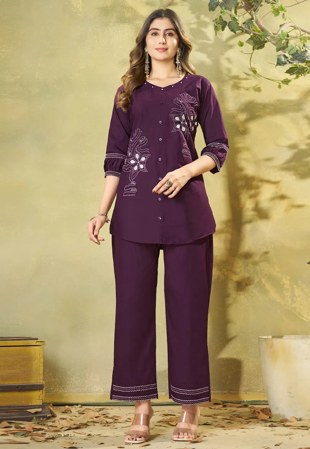 Wine Cotton Co-Ords Set 332138