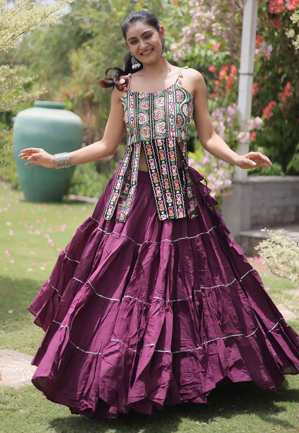 Wine Cotton Navratri Chaniya Choli 333691
