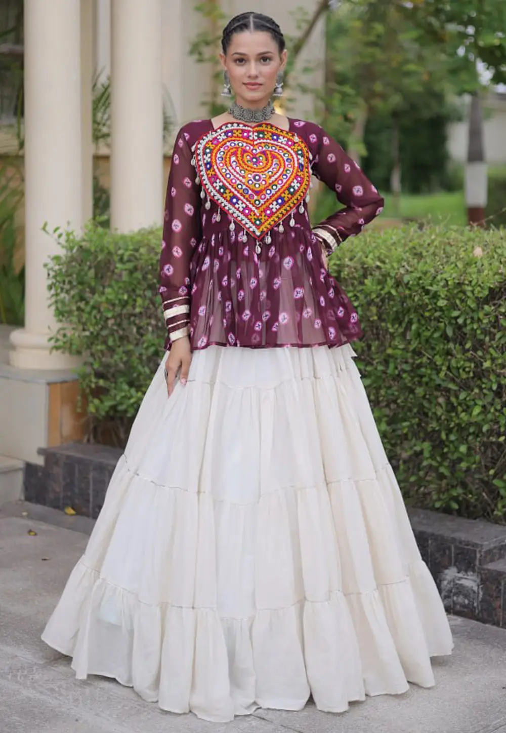 Wine Cotton Navratri Chaniya Choli 333821