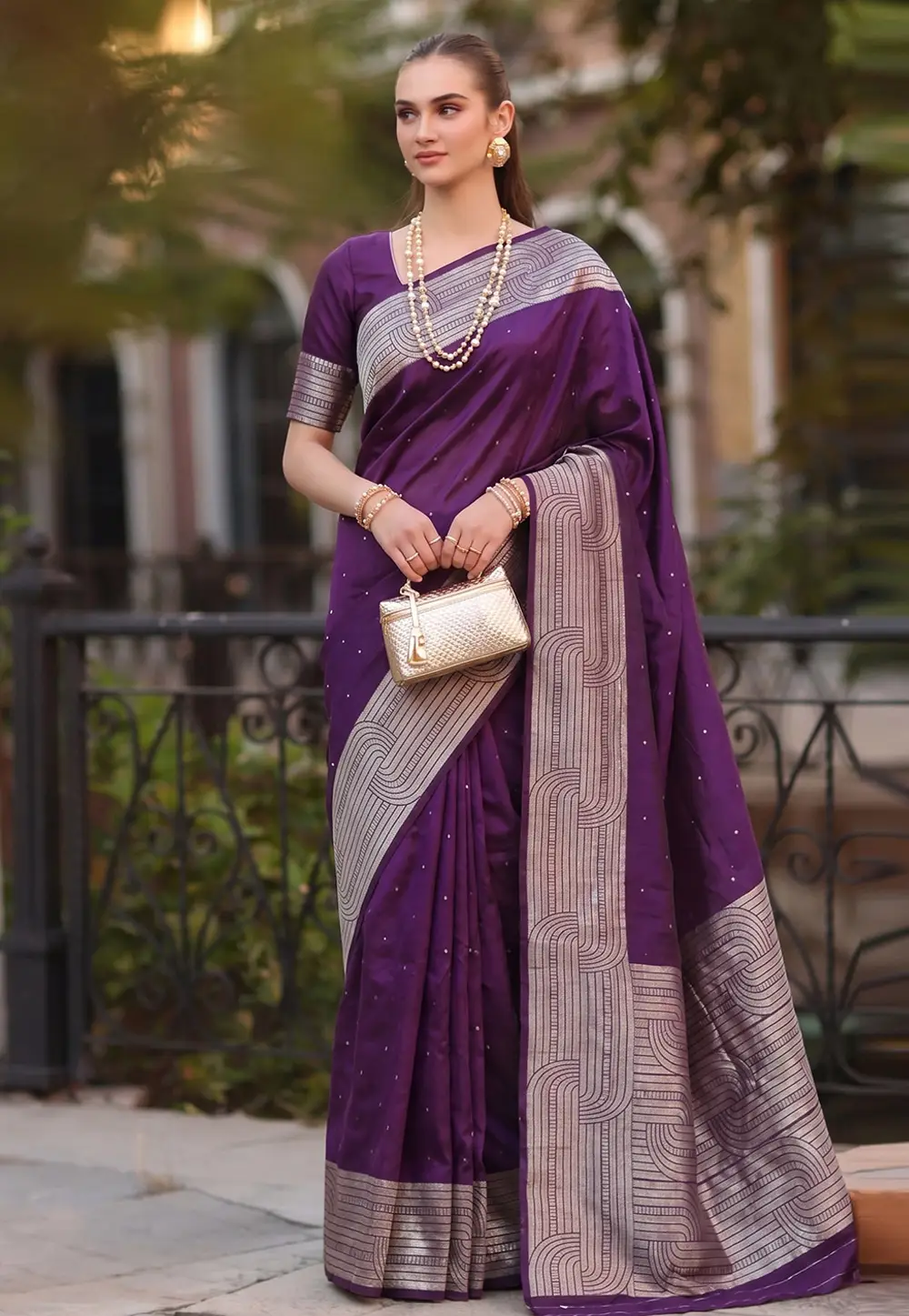Wine Cotton Saree With Blouse 332319
