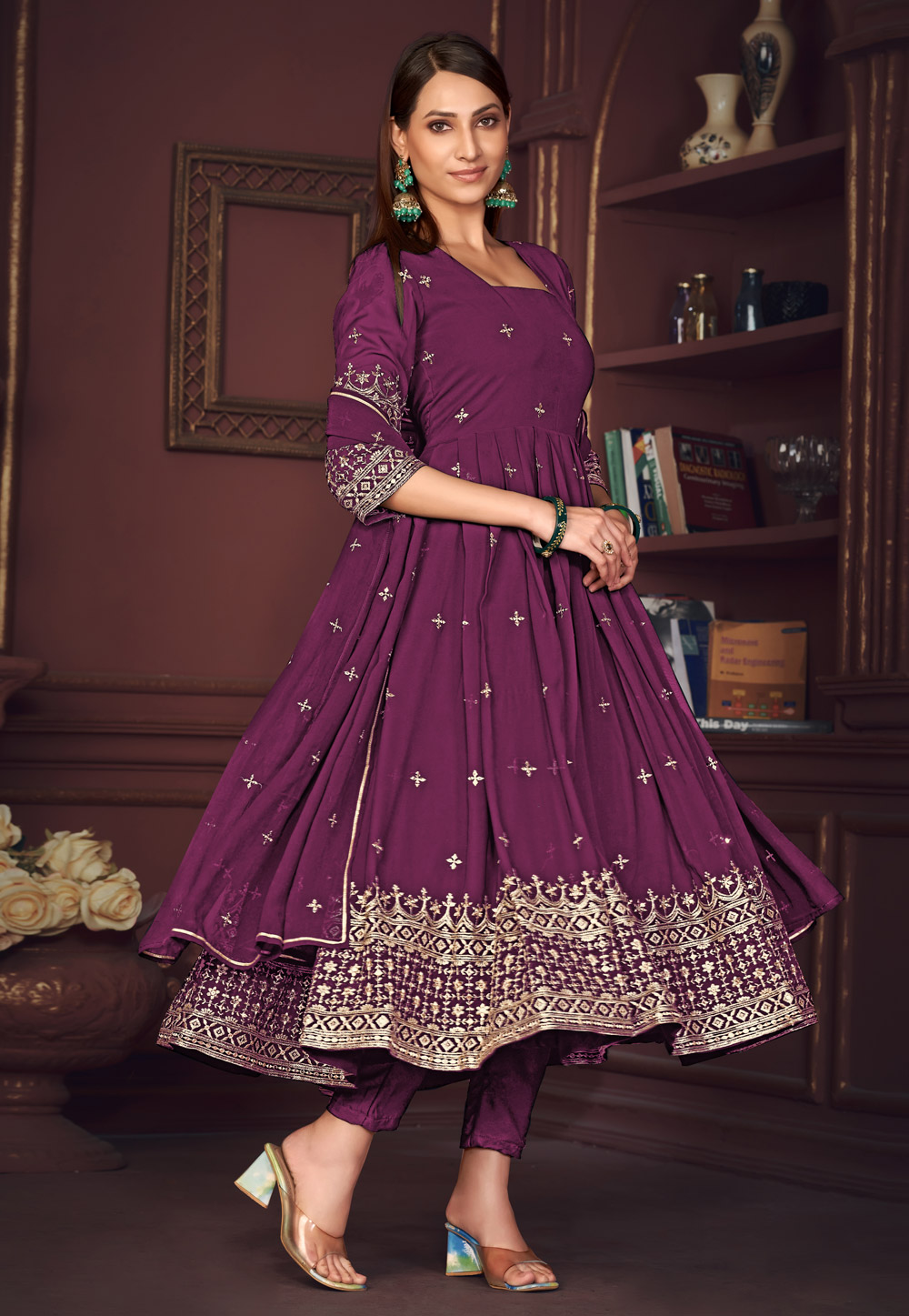 Purple Georgette Anarkali Salwar Kameez 283651