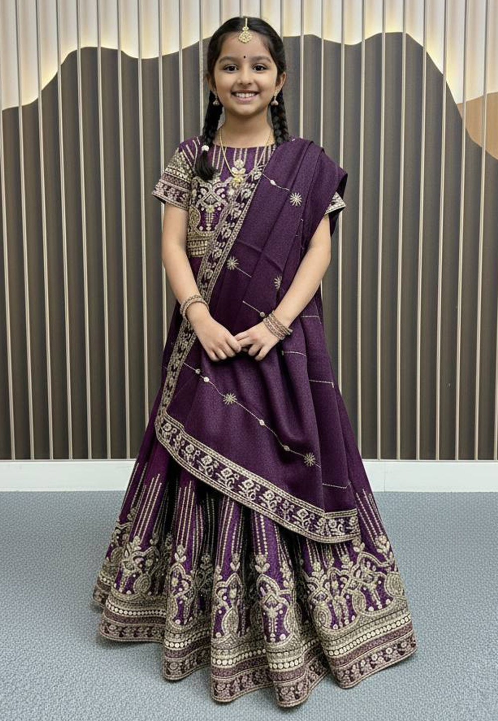 Wine Georgette Kids Lehenga Choli 320238