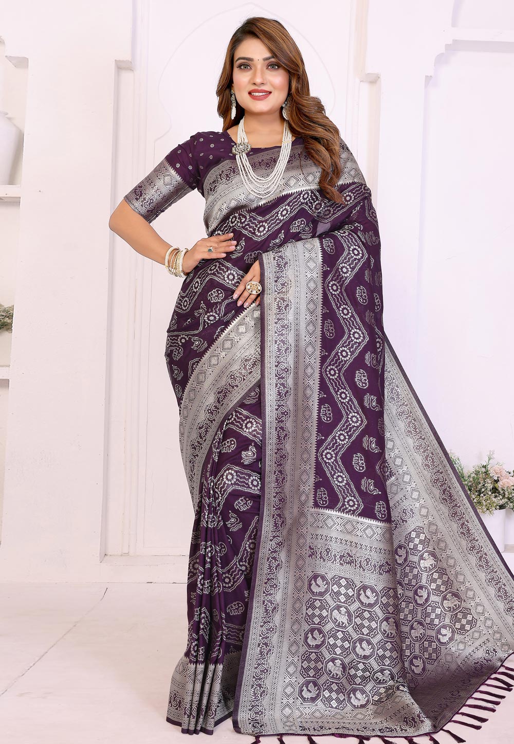 Wine Georgette Saree With Blouse 321333