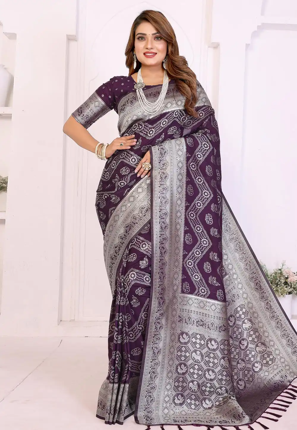 Wine Georgette Saree With Blouse 321333