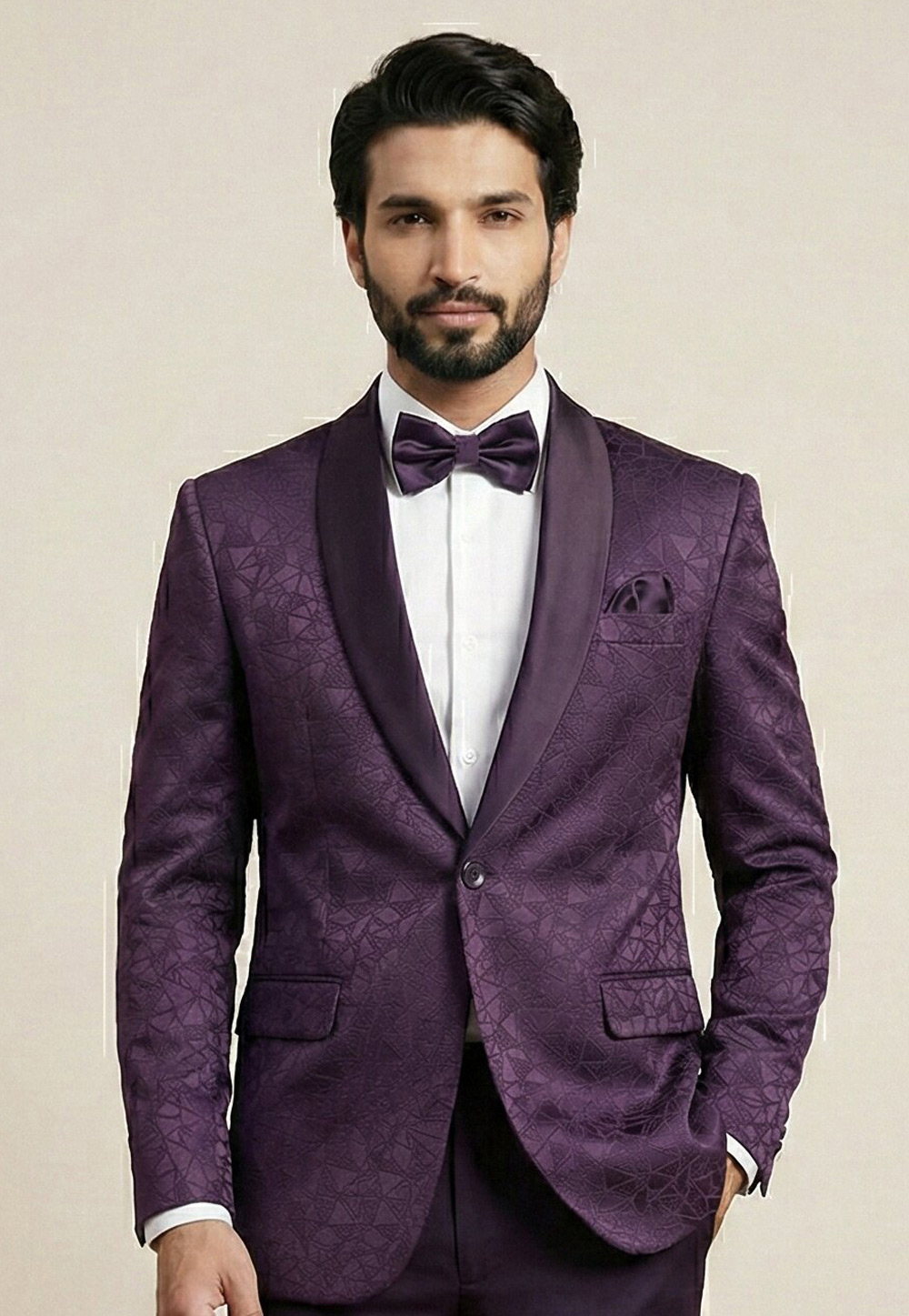 Wine Jacquard Readymade Blazer 324305