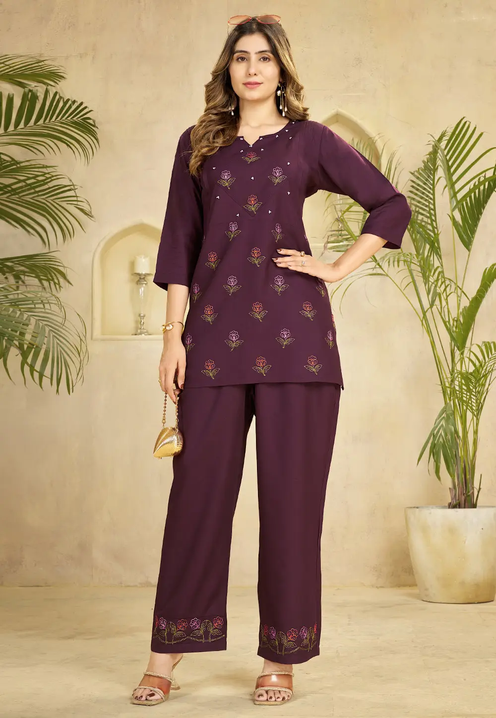 Wine Rayon Co-Ords Set 335013