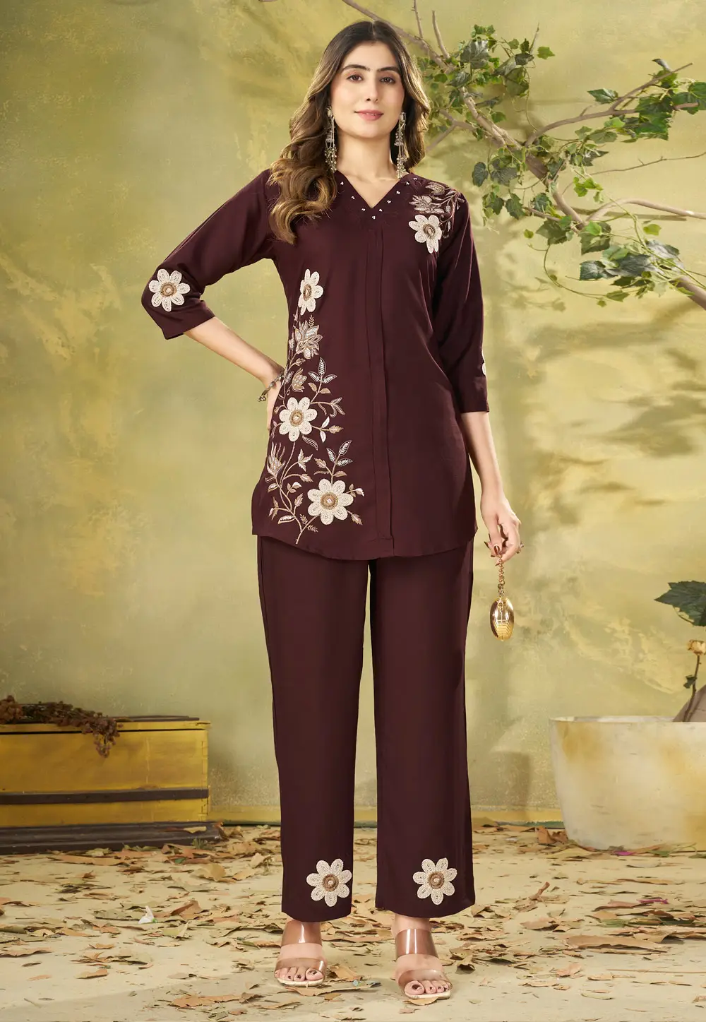 Wine Rayon Co-Ords Set 334890