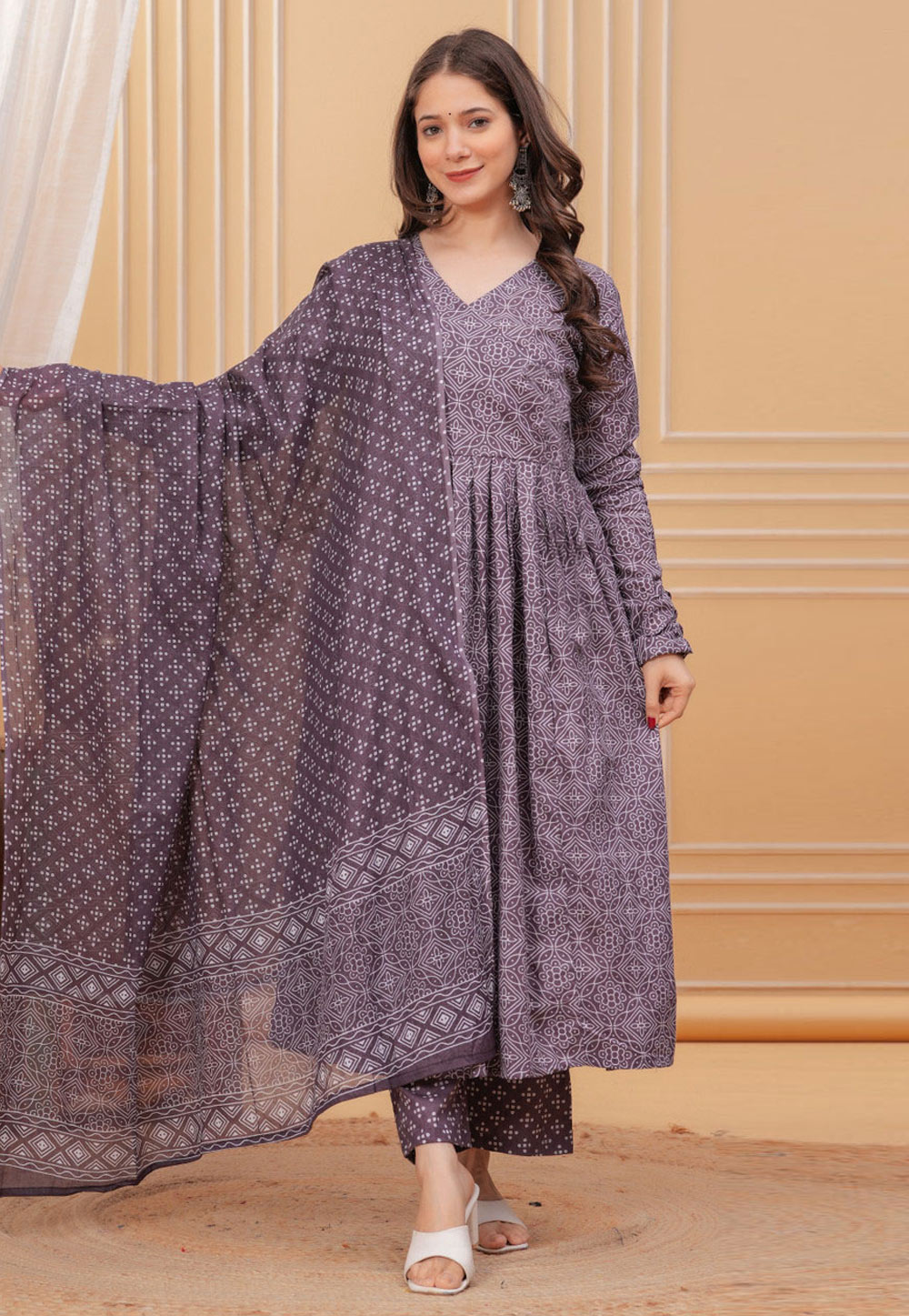 Wine Rayon Readymade Anarkali Suit 318896