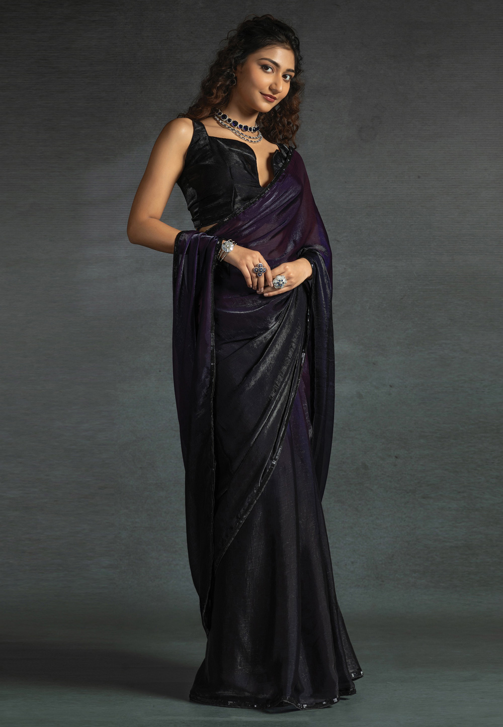 Wine Satin Silk Saree With Blouse 308761