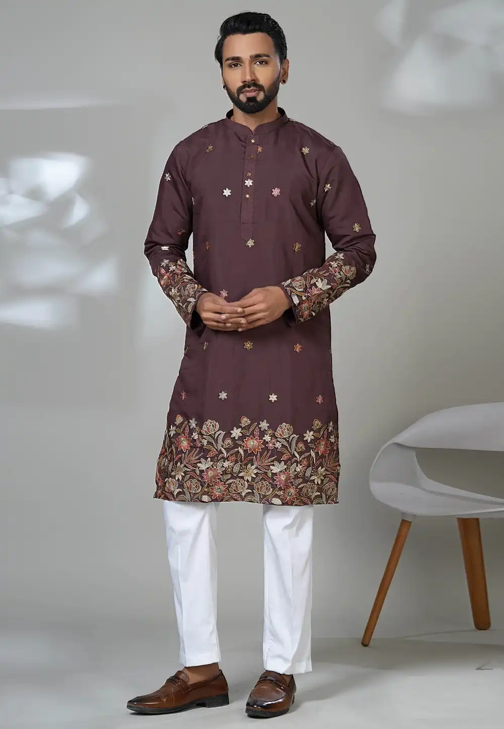 Wine Shimmer Kurta Pajama 315568