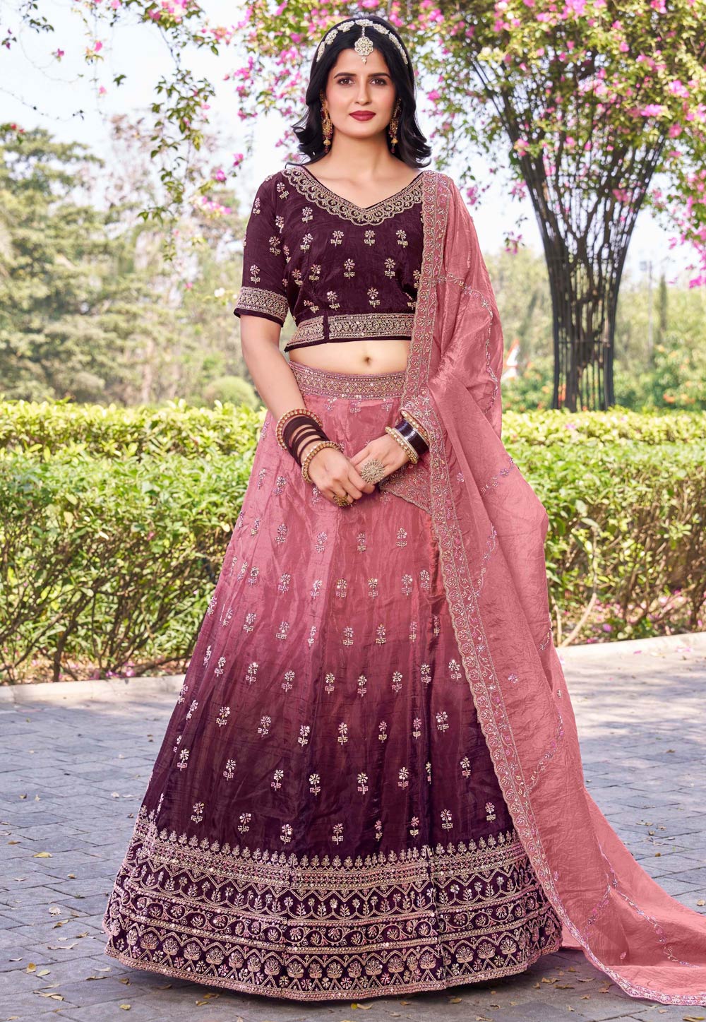 Wine Silk A Line Lehenga Choli 307514