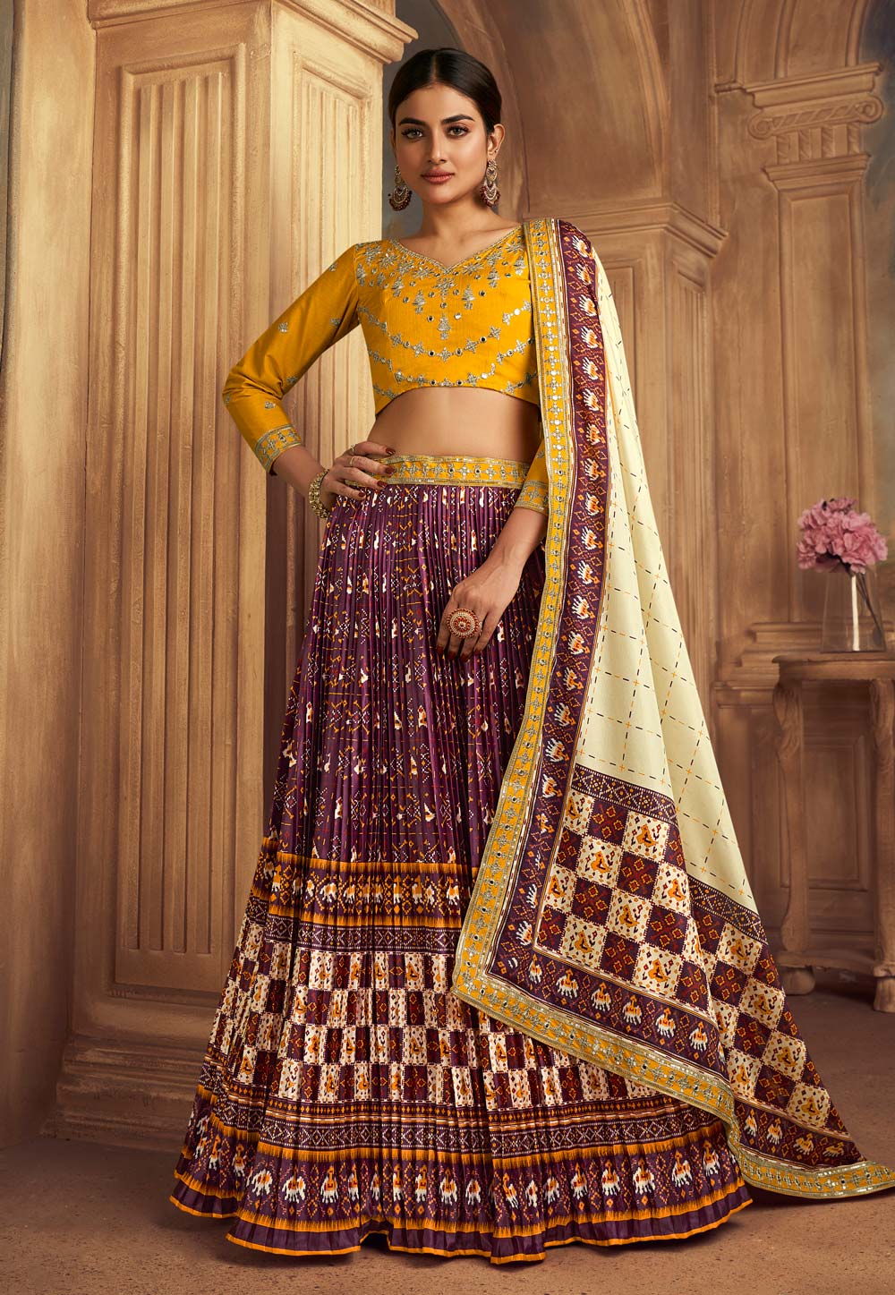 Wine Silk Circular Lehenga Choli 283680