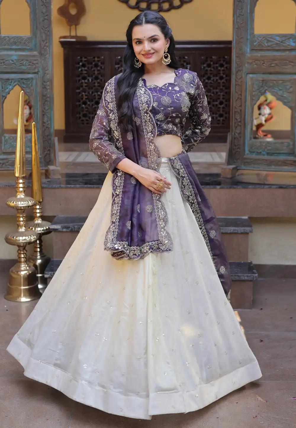 Wine Silk Circular Lehenga Choli 328795