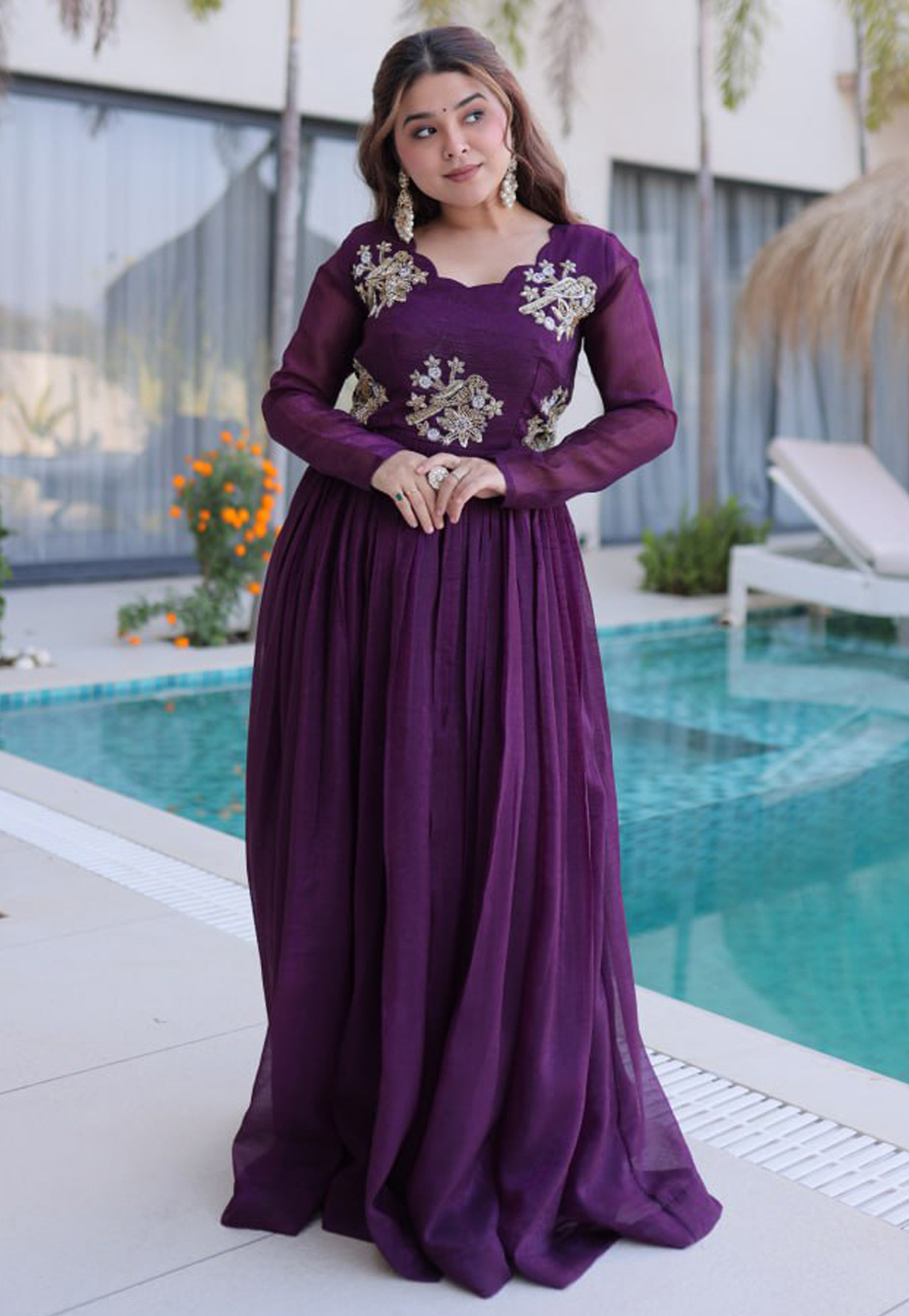Wine Silk Gown 325961