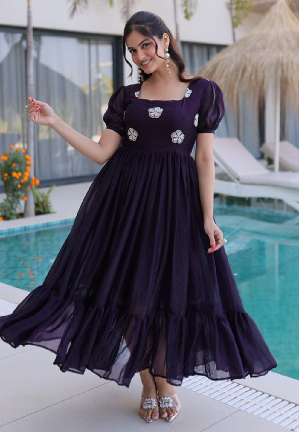 Wine Silk Gown 323102