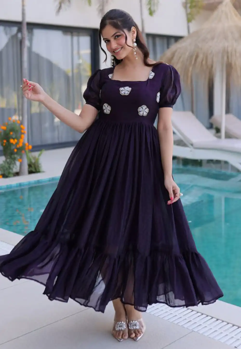 Wine Silk Gown 323102