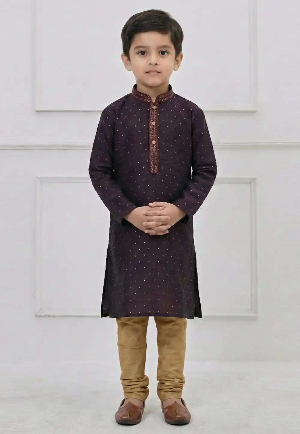 Wine Silk Kids Kurta Pajama 325147